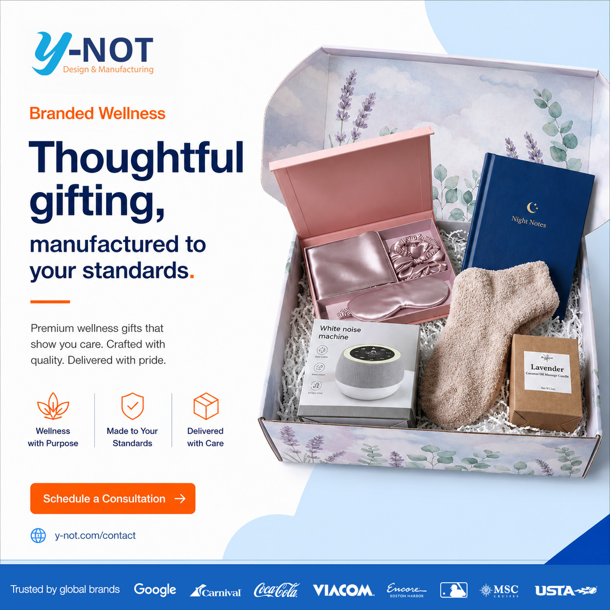 Y-Not Design & Mfg Facebook ad: Wellness Gifts Employees Will Use