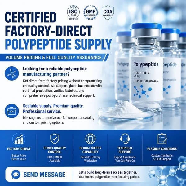 Specialist in peptide production Facebook ad: High-Purity Peptides Directly Supplied