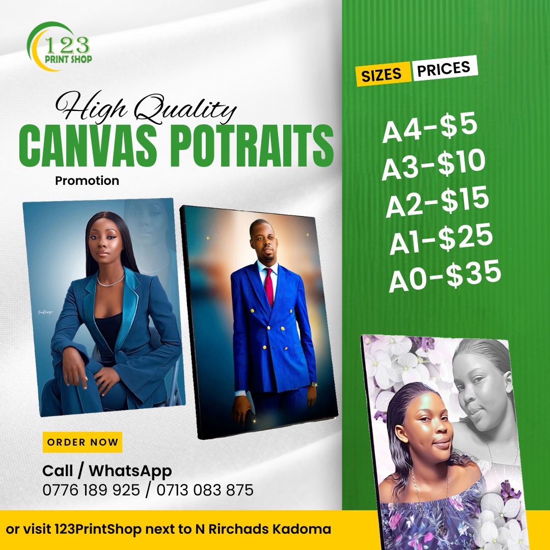 123 Print Shop Kadoma Facebook ad: Quality Canvas Prints.