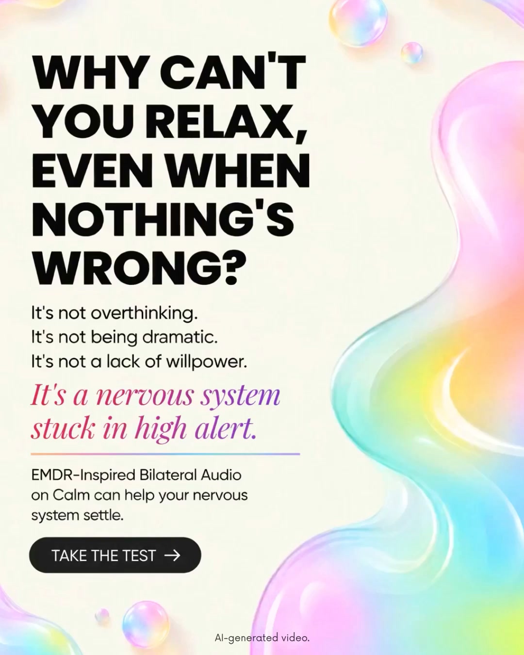 Calm Facebook ad: Take the quick test and find the EMDR-inspired sounds that…