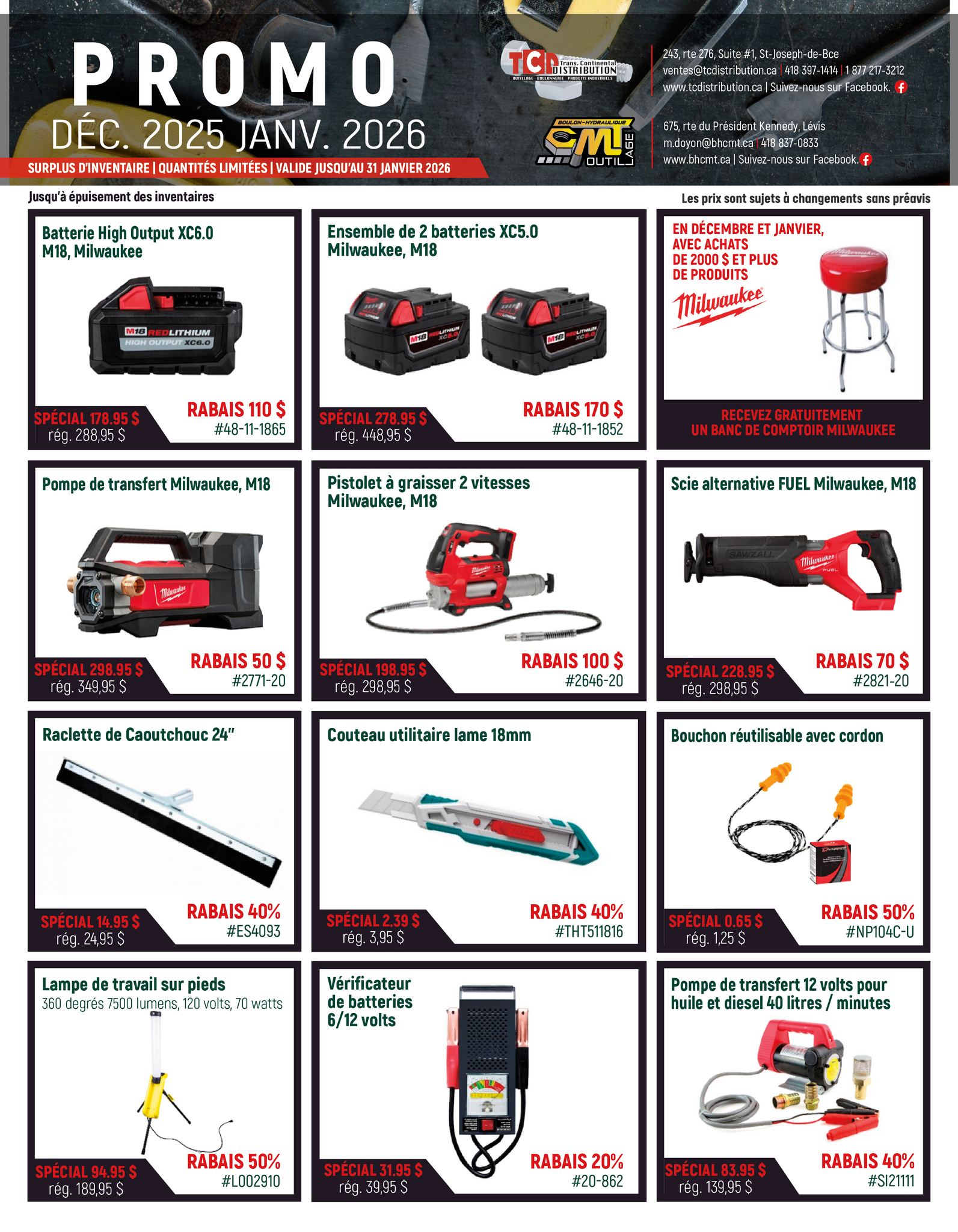 Trans Continental Distribution Facebook ad: PROMOTIONS DÉCEMBRE, JANVIER