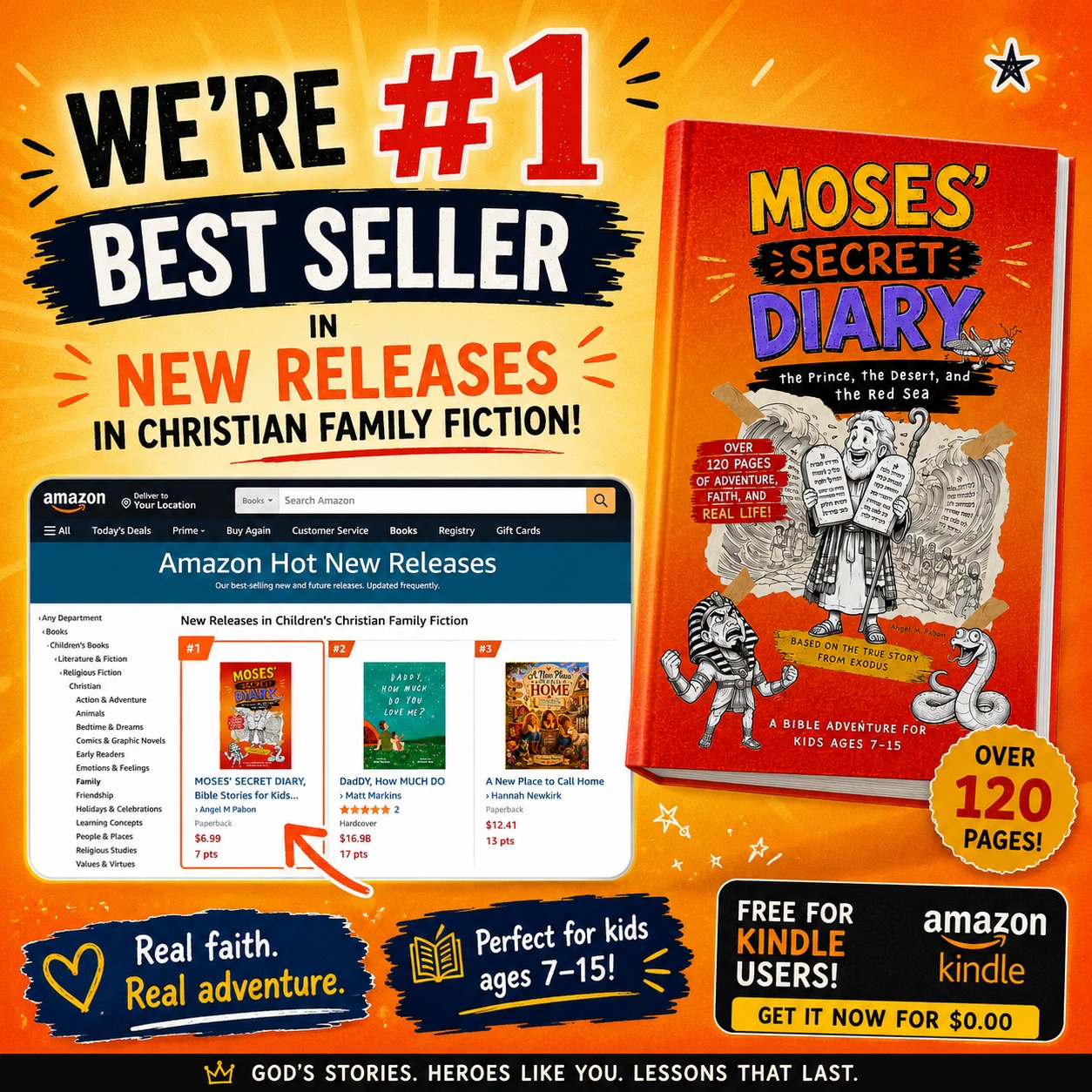Fawelo Facebook ad: MOSES' SECRET DIARY, Bible Stories for Kids Ages 7-15: The…