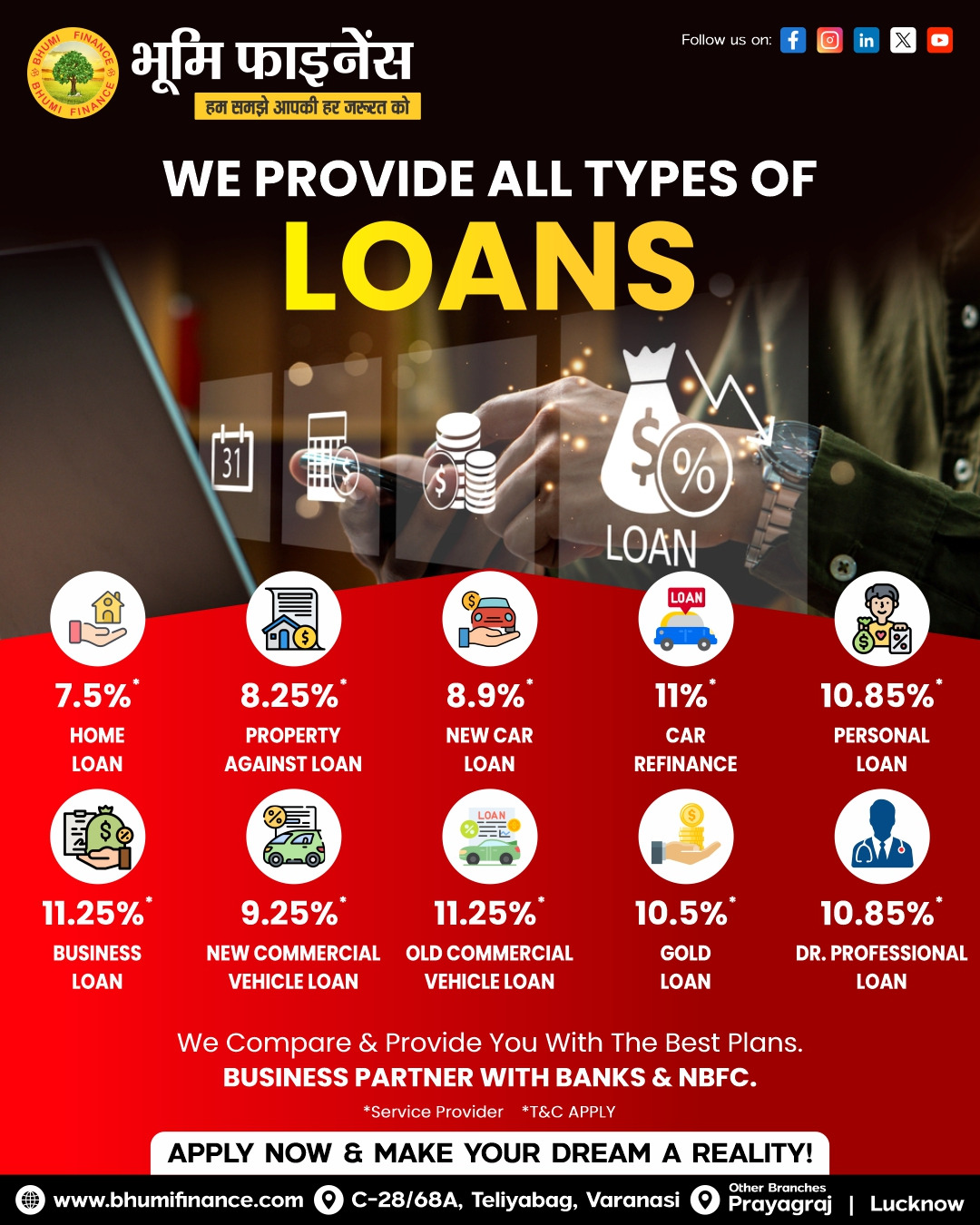 BHUMI FINANCE Facebook ad: सपनों की कोई सीमा नहीं होती-और अब फाइनेंस…