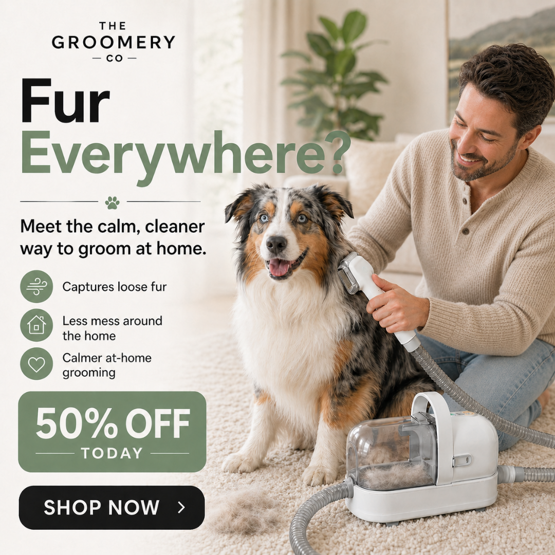 The Groomery Co Facebook ad: 50% OFF + FREE Shipping!