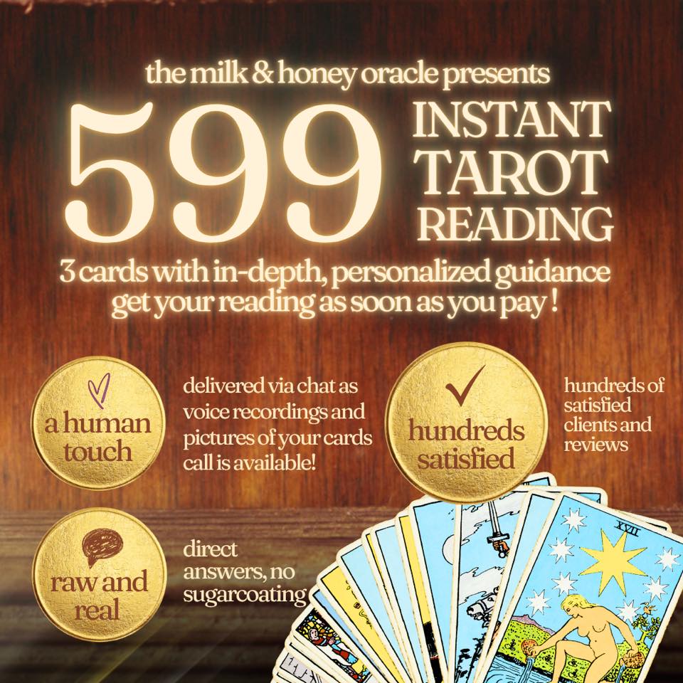 The Milk & Honey Oracle Tarot Reading Services Facebook ad: By popular demand, The Milk & Honey Oracle…