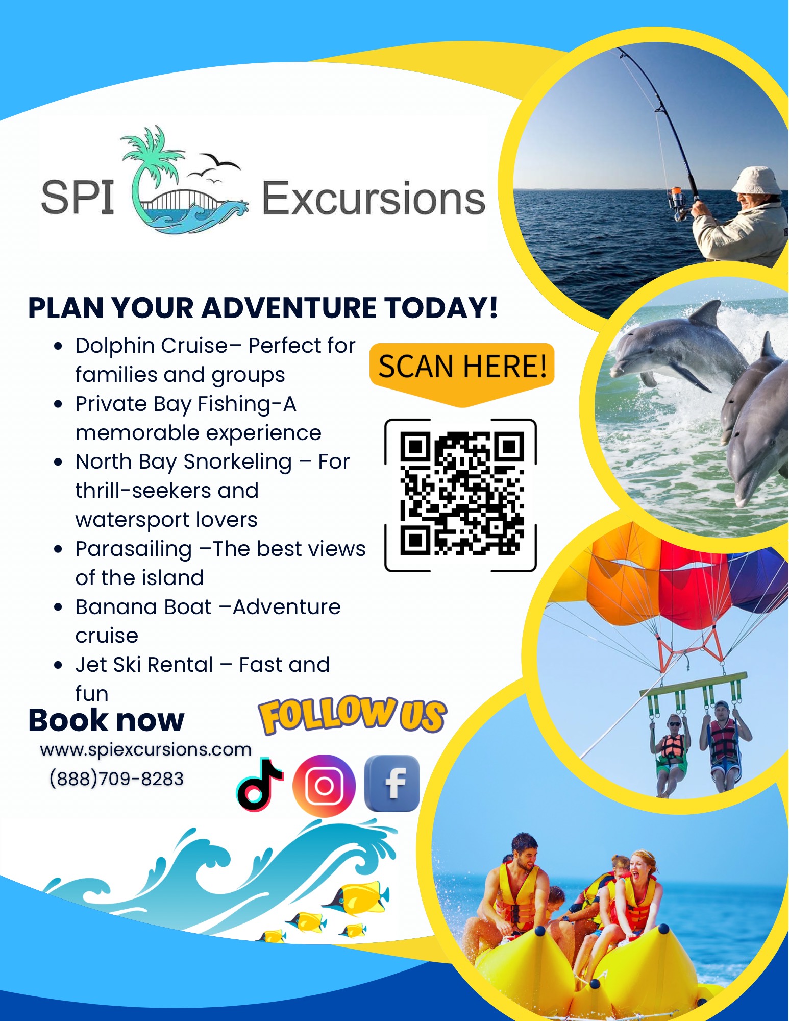 SPI Excursions Facebook ad: Soar, Splash, and Smile with SPI Excursions!
