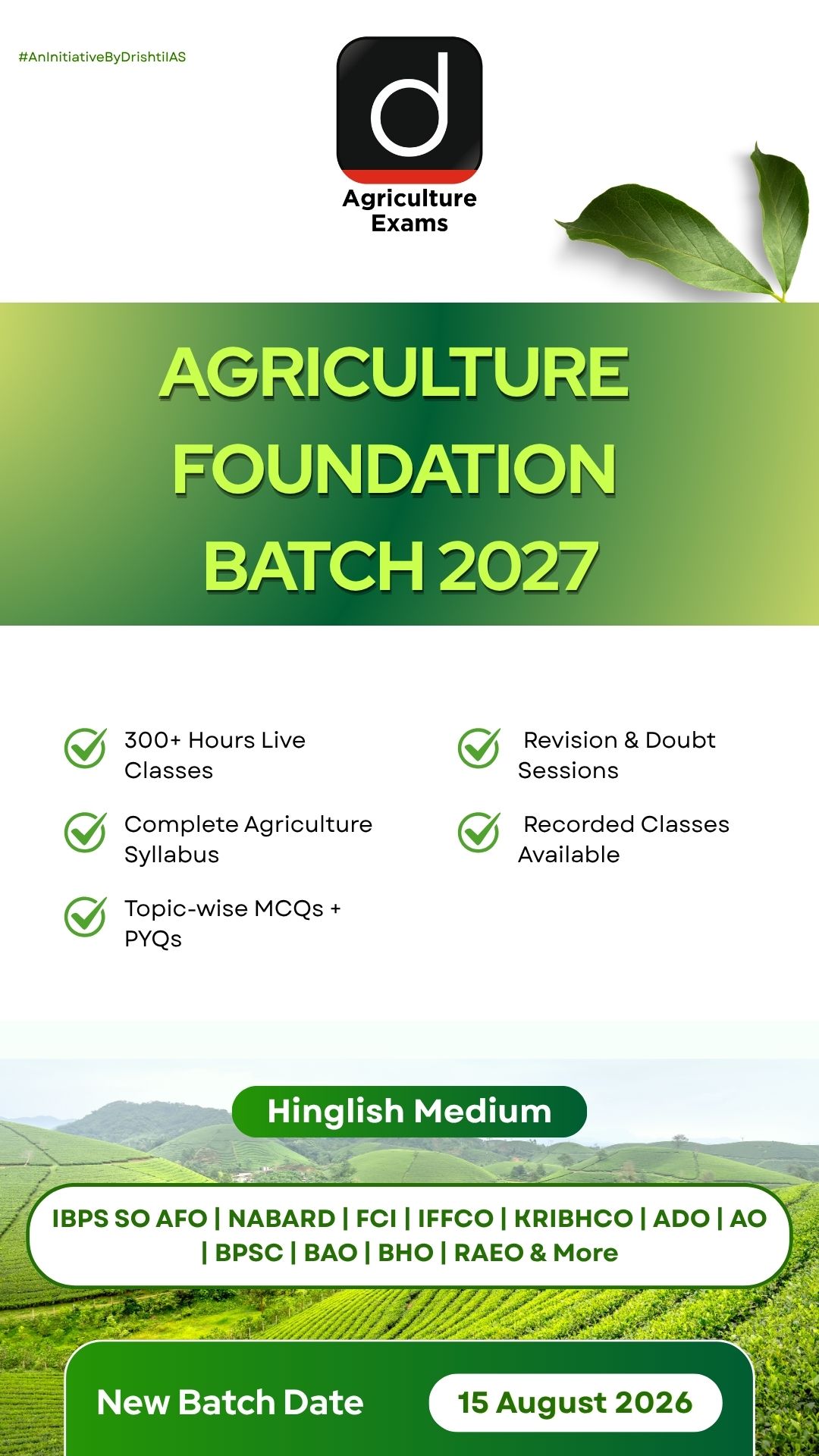 Drishti Agriculture Exams Facebook ad: Start Your Agriculture Exam Journey