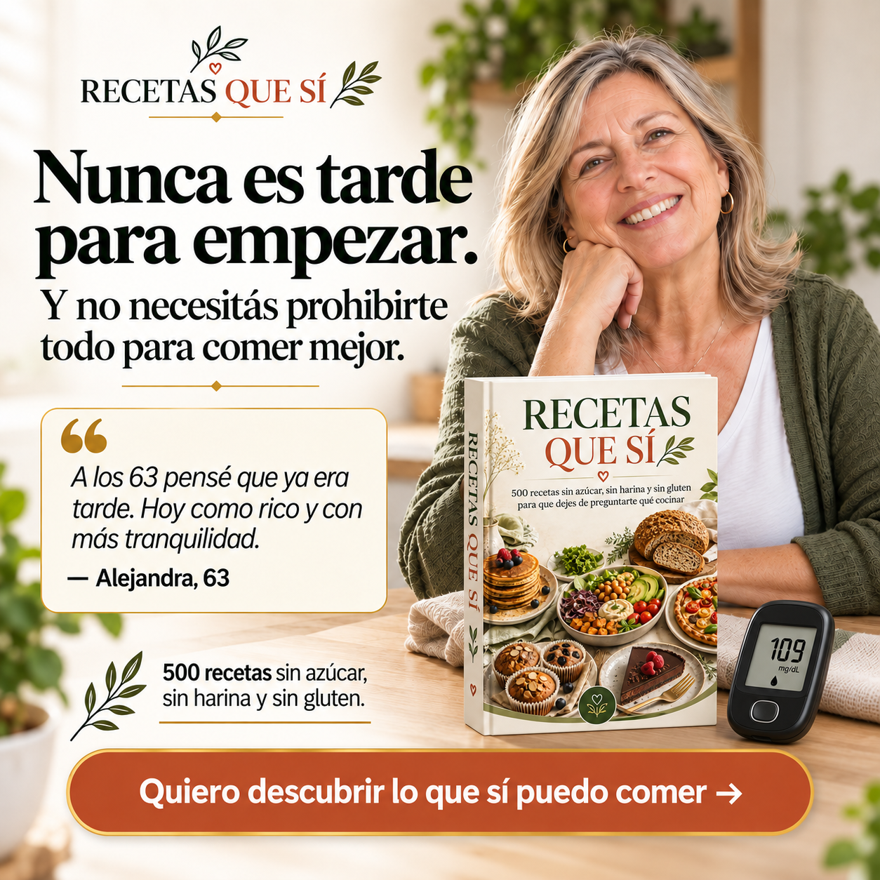 Sabores Que Nutren Facebook ad: ¿QUIÉN DIJO QUE A LOS 60 YA ERA TARDE?
