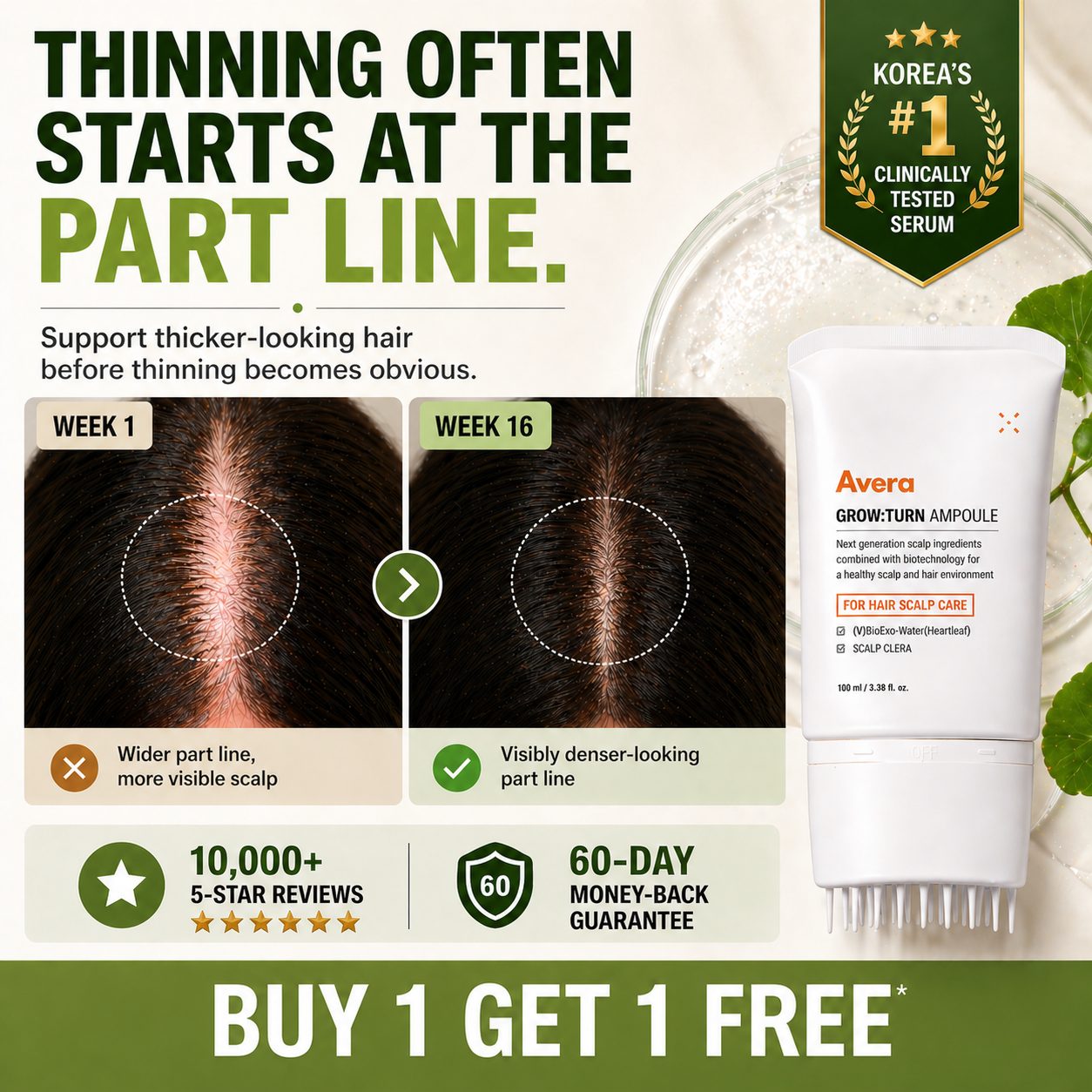 Avera Facebook ad: Korea's #1 Hair Growth Serum