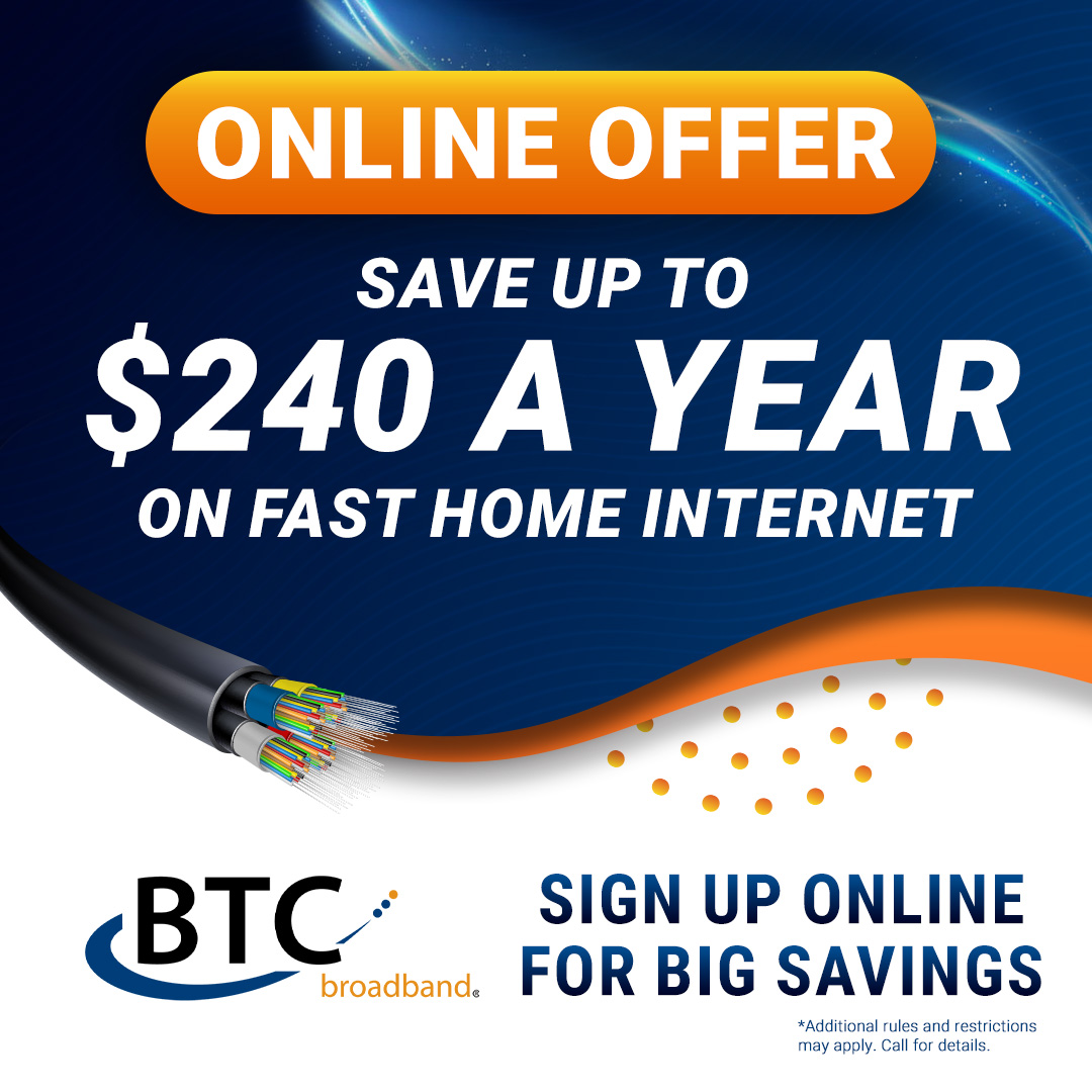 BTC Broadband Facebook ad: BTC ONLINE SIGN UP OFFER!