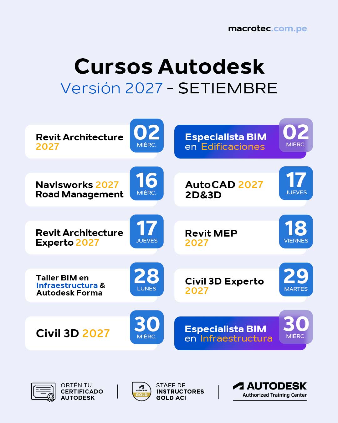 Macrotec Training Center Facebook ad: Obtén tu certificación oficial Autodesk