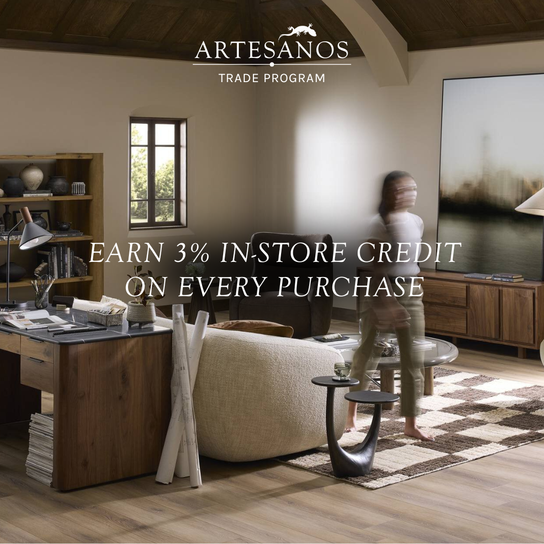 Artesanos Design Collection Facebook ad: Get insider savings, personalized support, and 3% back…