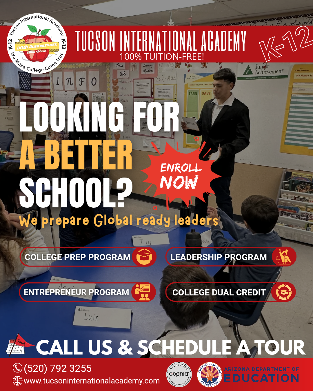 Tucson International Academy - Admissions Facebook ad from Jul 2, 2026
