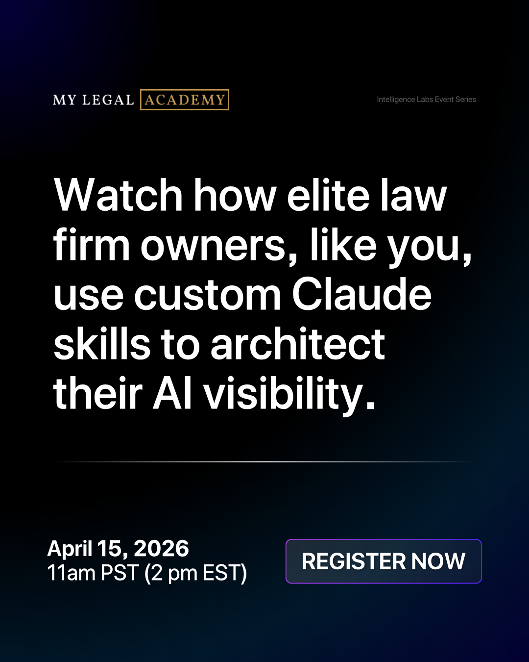 MLA: We Help Lawyers Reclaim Their Precious Time Facebook ad: Join the Free AI Webinar