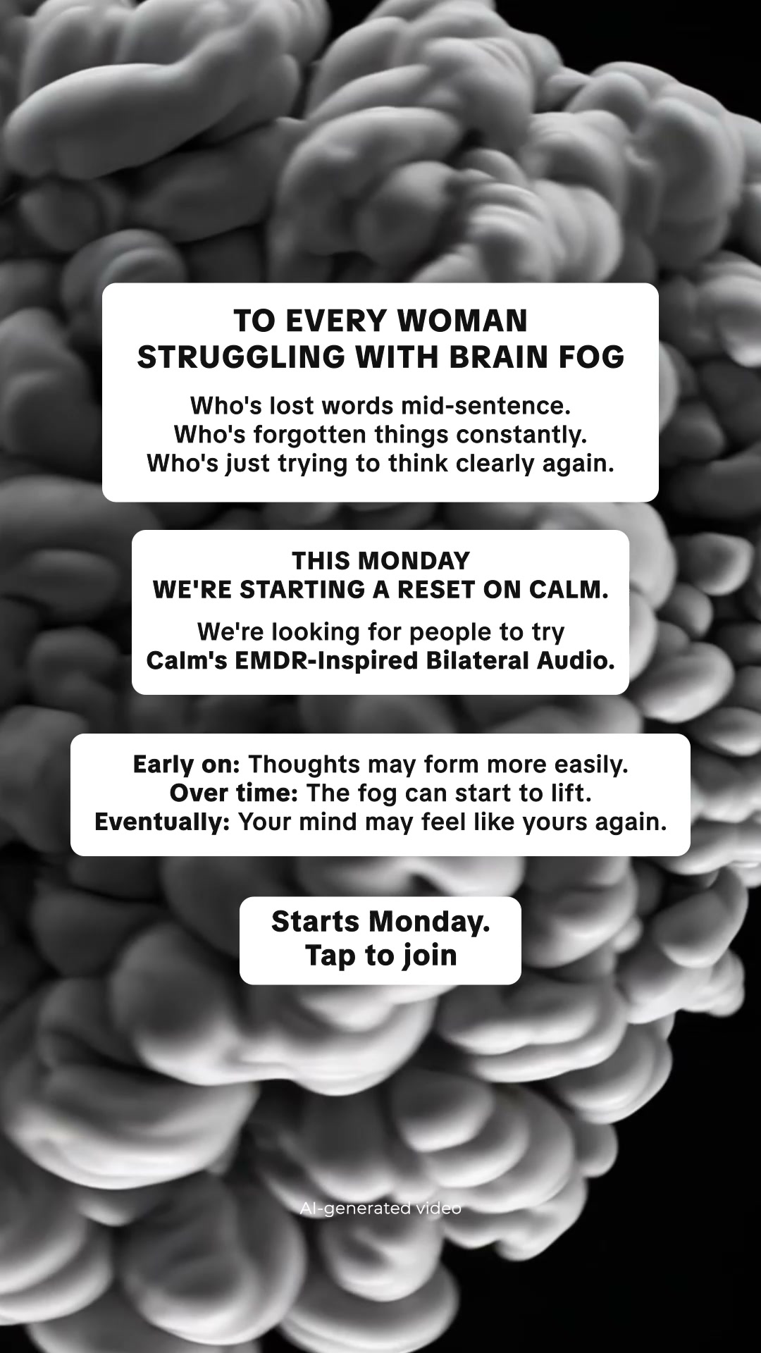 Calm Facebook ad: End body tension faster with EMDR-inspired audio
