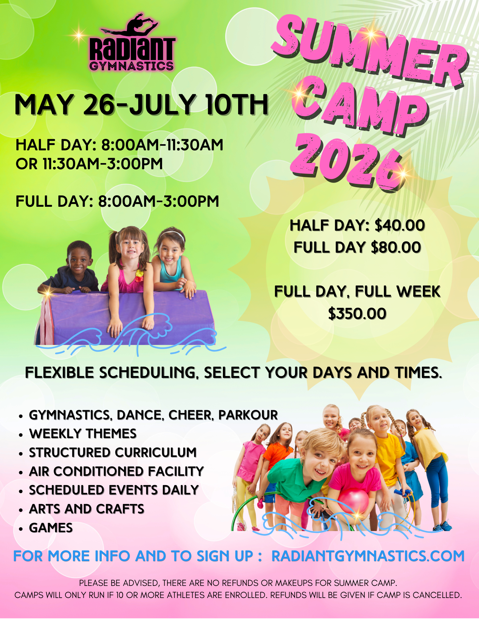 Radiant Gymnastics Facebook ad: Summer Camp 2026- Join us for a fun…