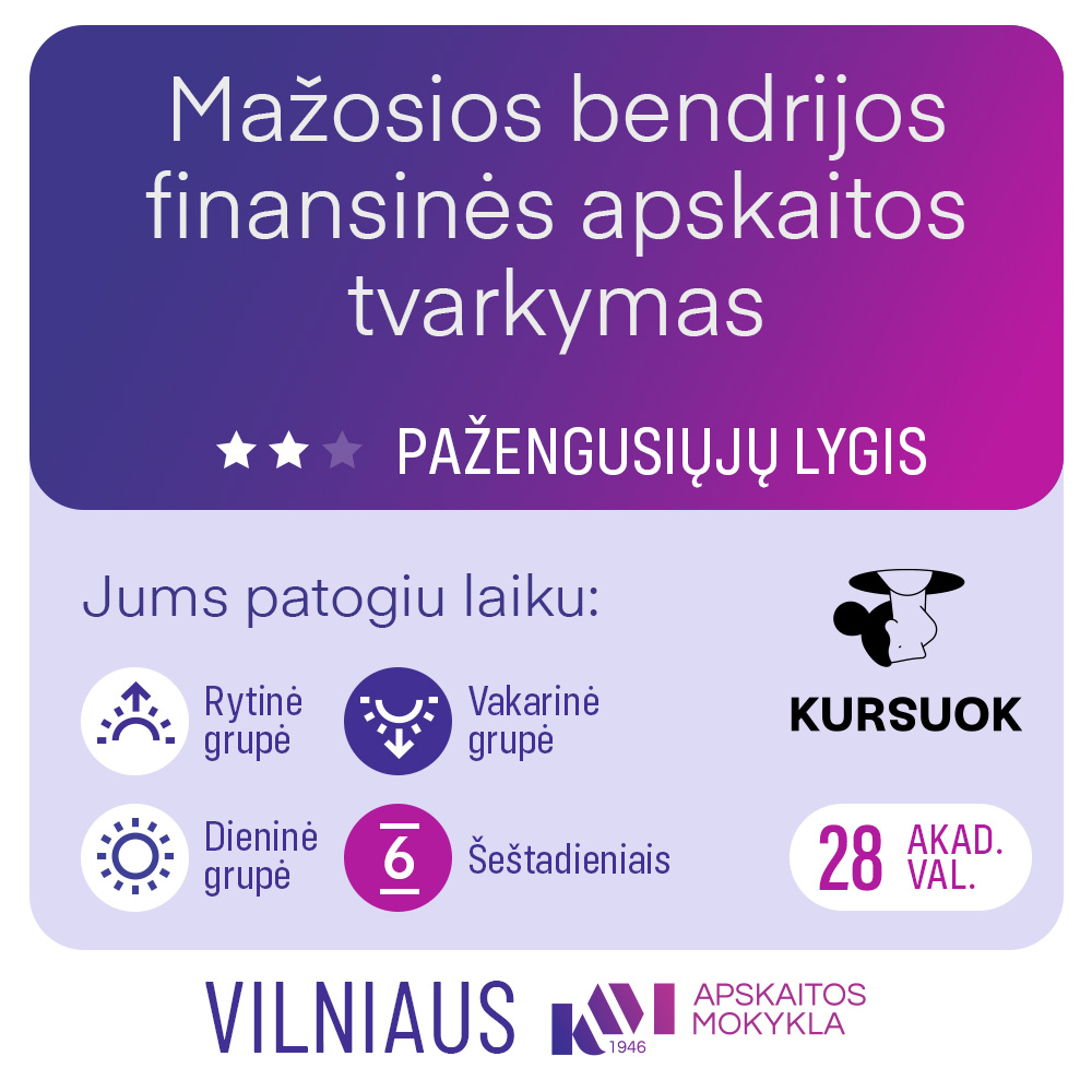Vilniaus apskaitos mokykla Facebook ad: MB apskaita
