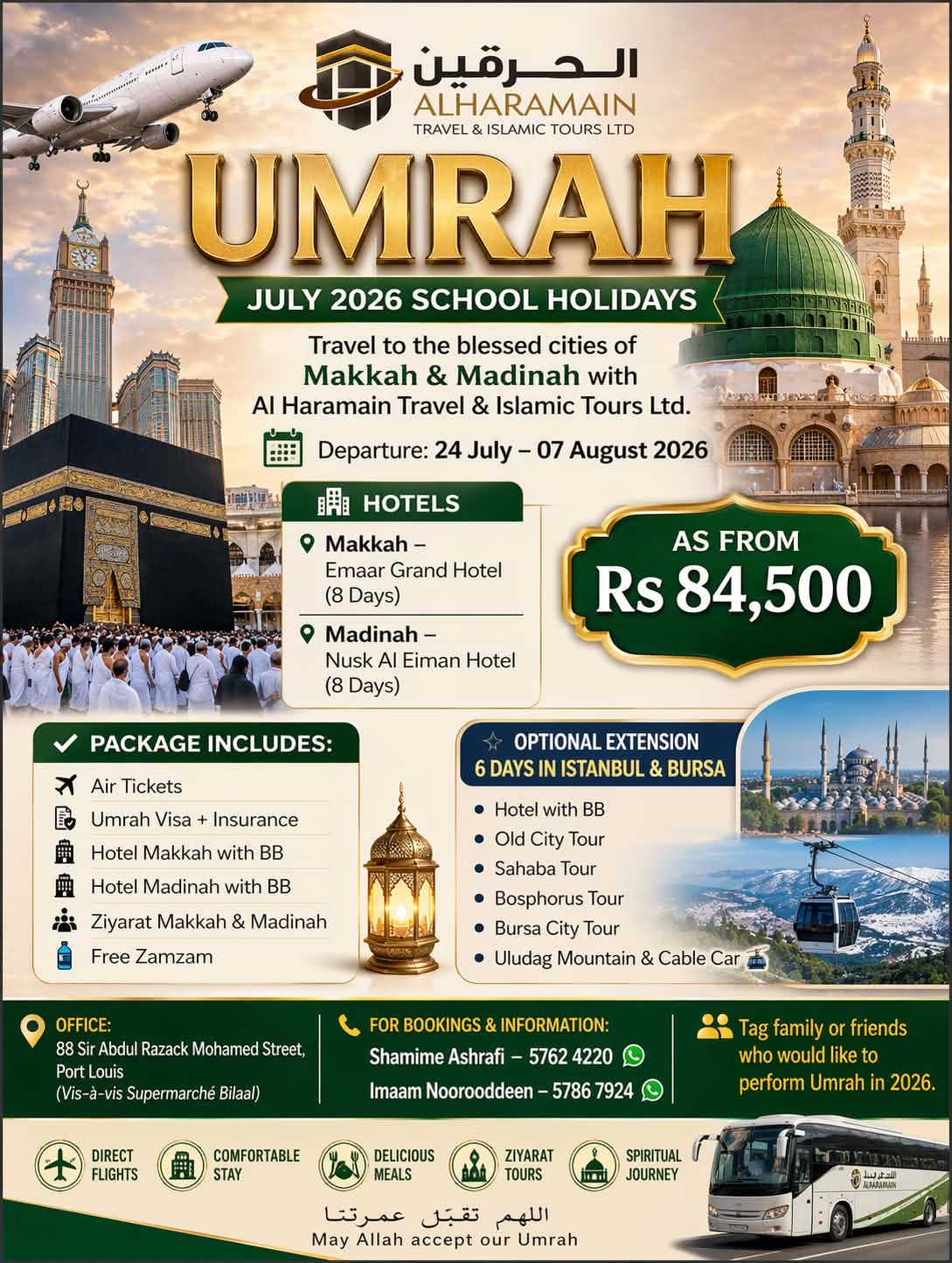 Al Haramain Travel & Islamic Tours Ltd Facebook ad: UMRAH, JULY 2026 SCHOOL HOLIDAYS