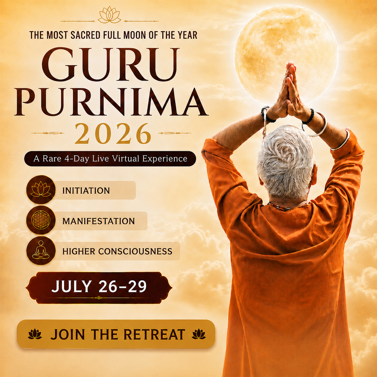Pillai Center Facebook ad: Guru Purnima 2026: A 4-Day Virtual Retreat with Dr. Pillai