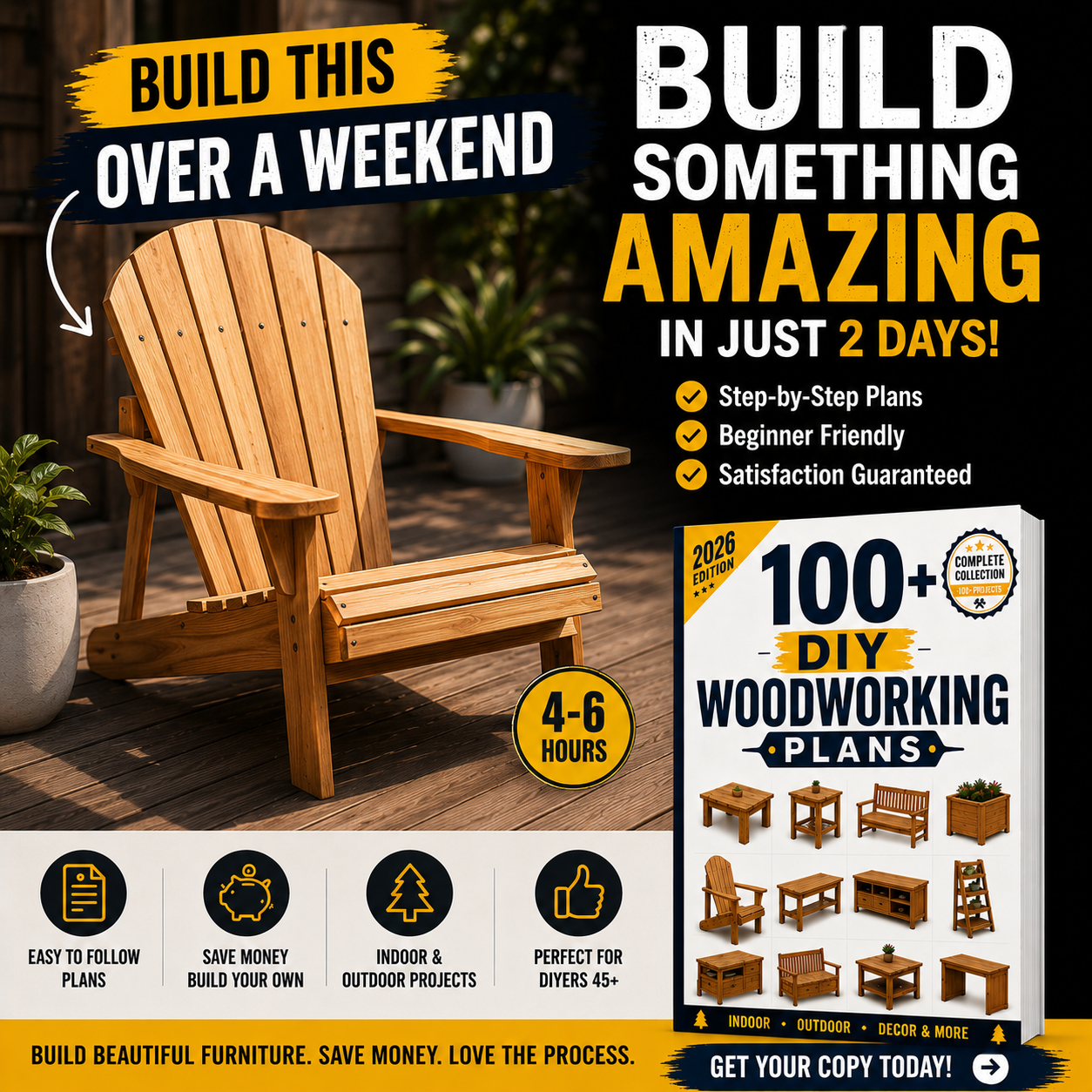 Diy Plans Vault Facebook ad: Download today and start building this weekend.