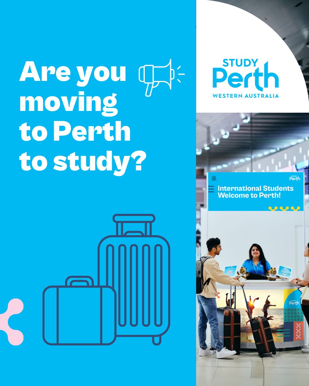 StudyPerth, Western Australia Facebook ad: Are you (or someone you know) arriving in…