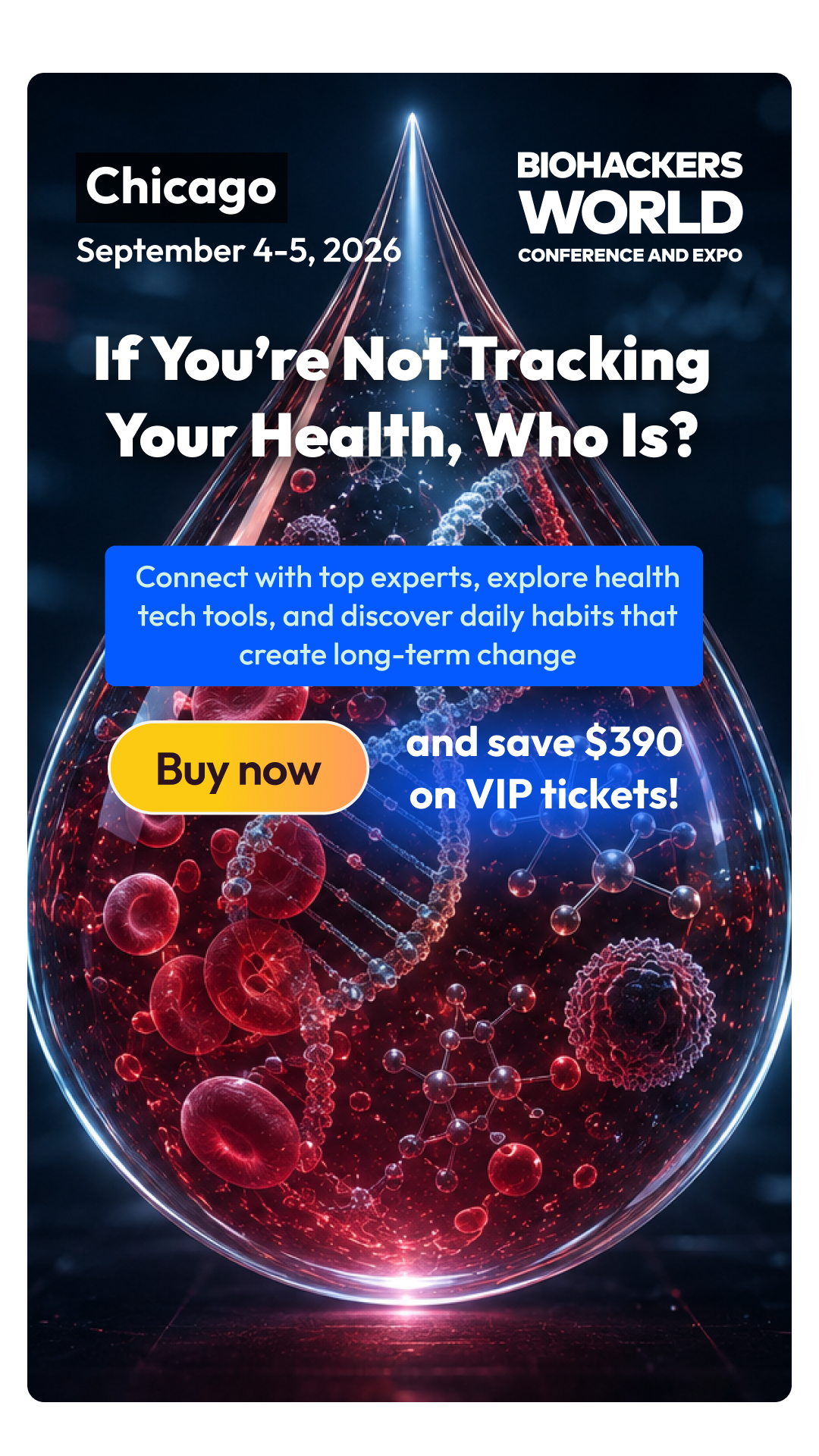 Biohackers World Facebook ad: Buy Tickets
