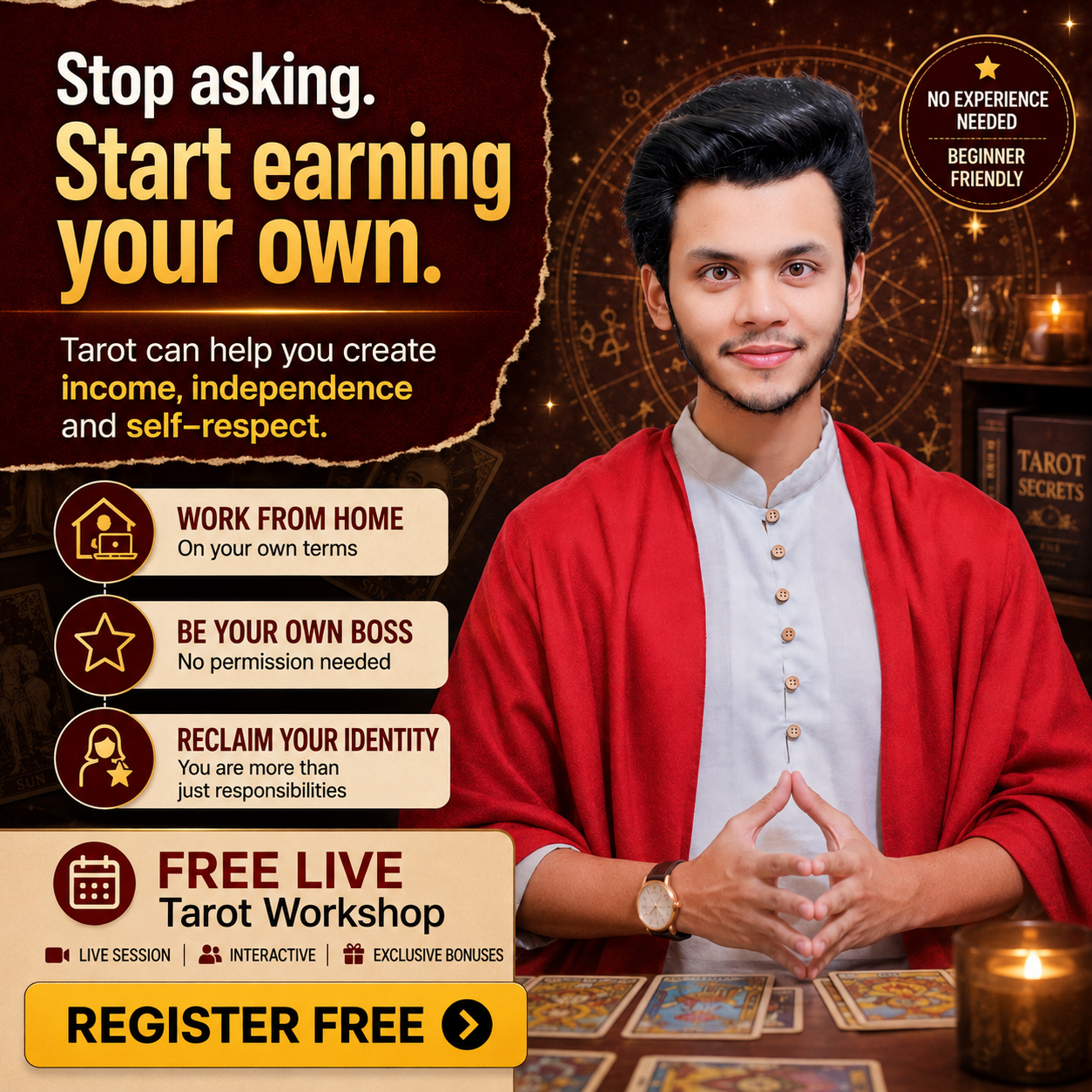 Acharaya.in Facebook ad: Learn Tarot From Home
