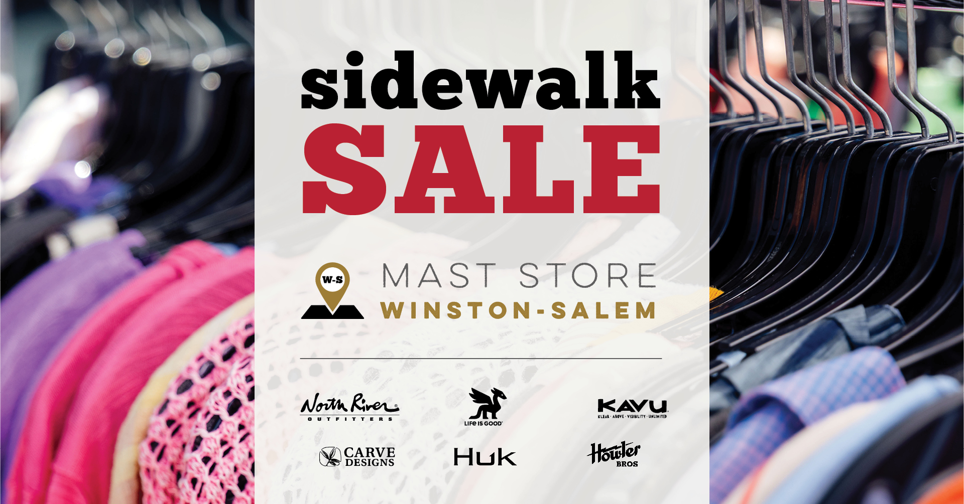 Mast General Store Facebook ad: Sidewalk Sale at Mast Store Winston-Salem - Save 40-50%…
