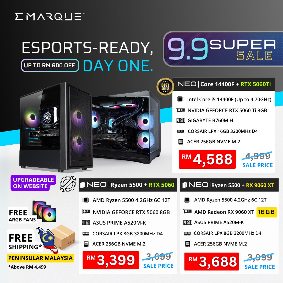 Emarque PC Facebook ad: EMARQUE 9.9 SUPER SALE is here, upgrade to…