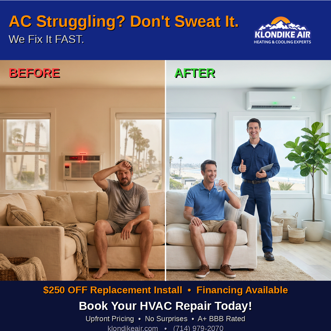 Klondike Air Conditioning and Heating Facebook ad: Book Your AC Repair Today!