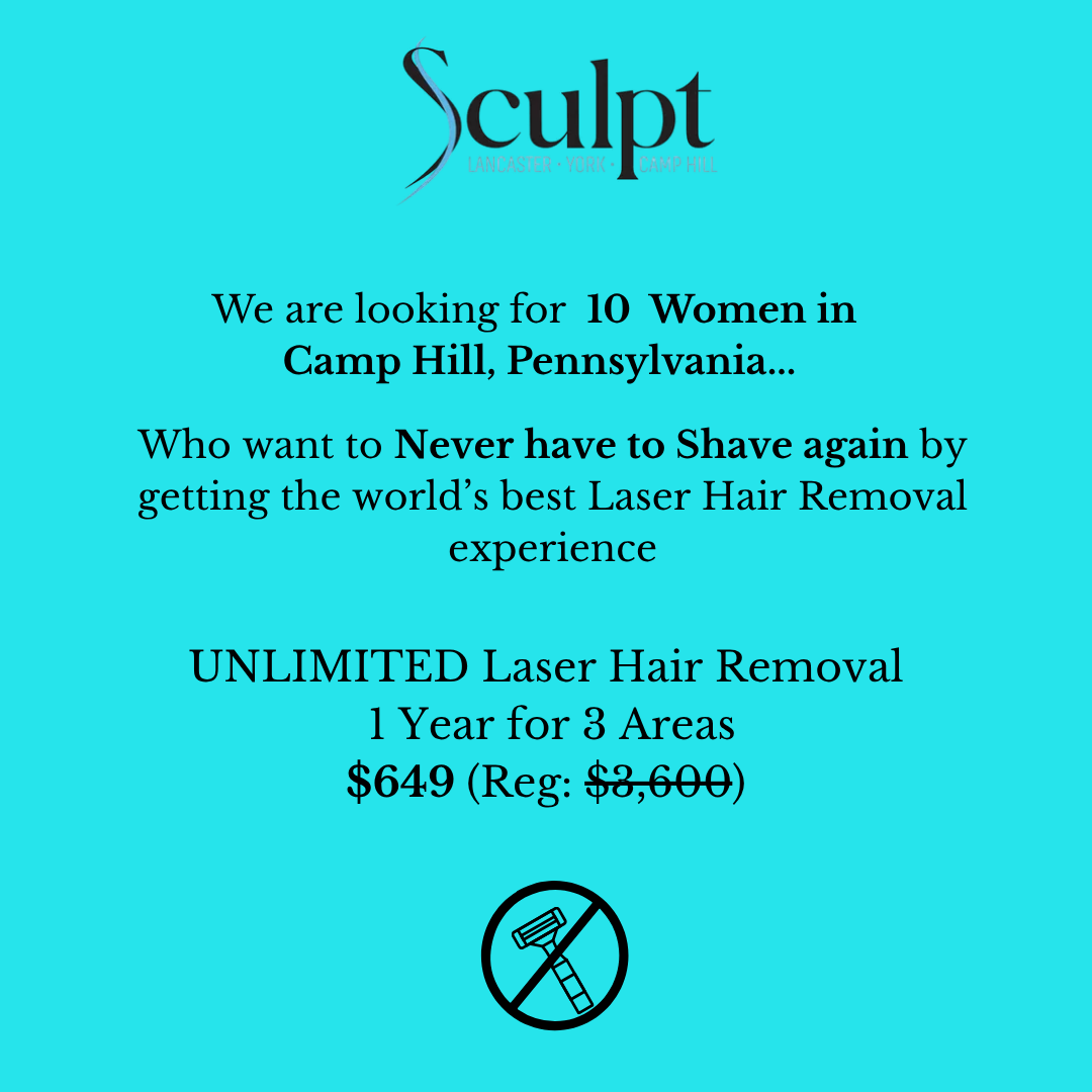 Sculpt PA Facebook ad: Unlimited Laser Hair Removal for 1 Year NOW $649!