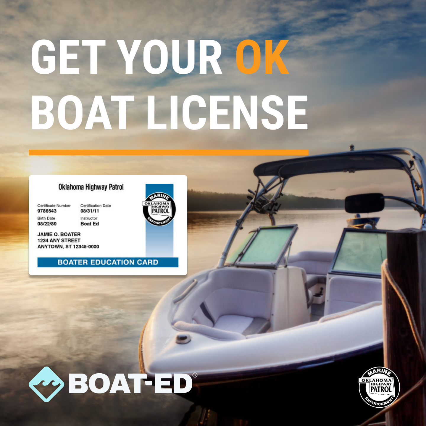 Boat-Ed Facebook ad: Boat Legally in Oklahoma, Take the Official Boating Course…