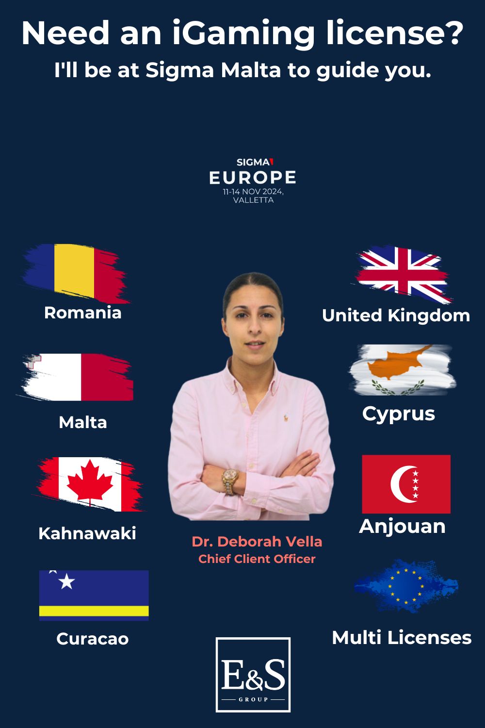 E&S Group Facebook ad: I will be at Sigma Malta - Message…