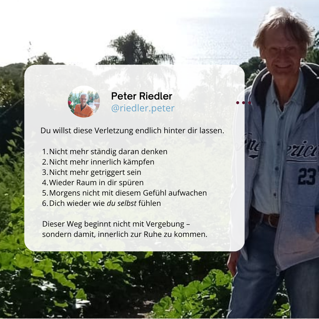 Peter Riedler Innerer Frieden & emotionale Heilung Facebook ad: Innere Ruhe, ohne alles verstehen zu müssen