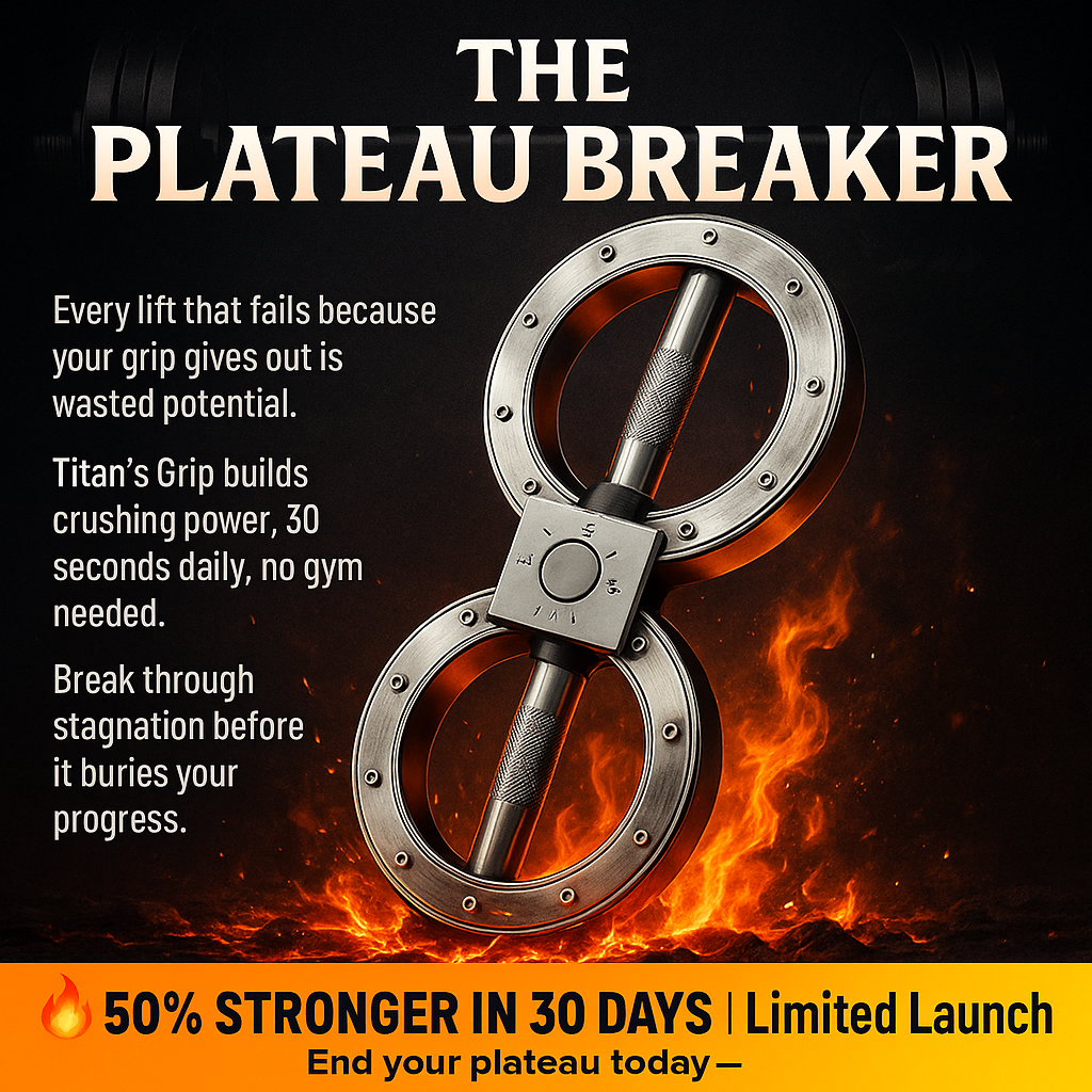 The Titans Grip Facebook ad: The Plateau Breaker - Stop Failing Lifts Due to Weak Grip