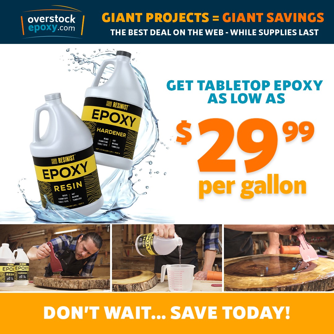 Overstockepoxy.com Facebook ad from Mar 13, 2024