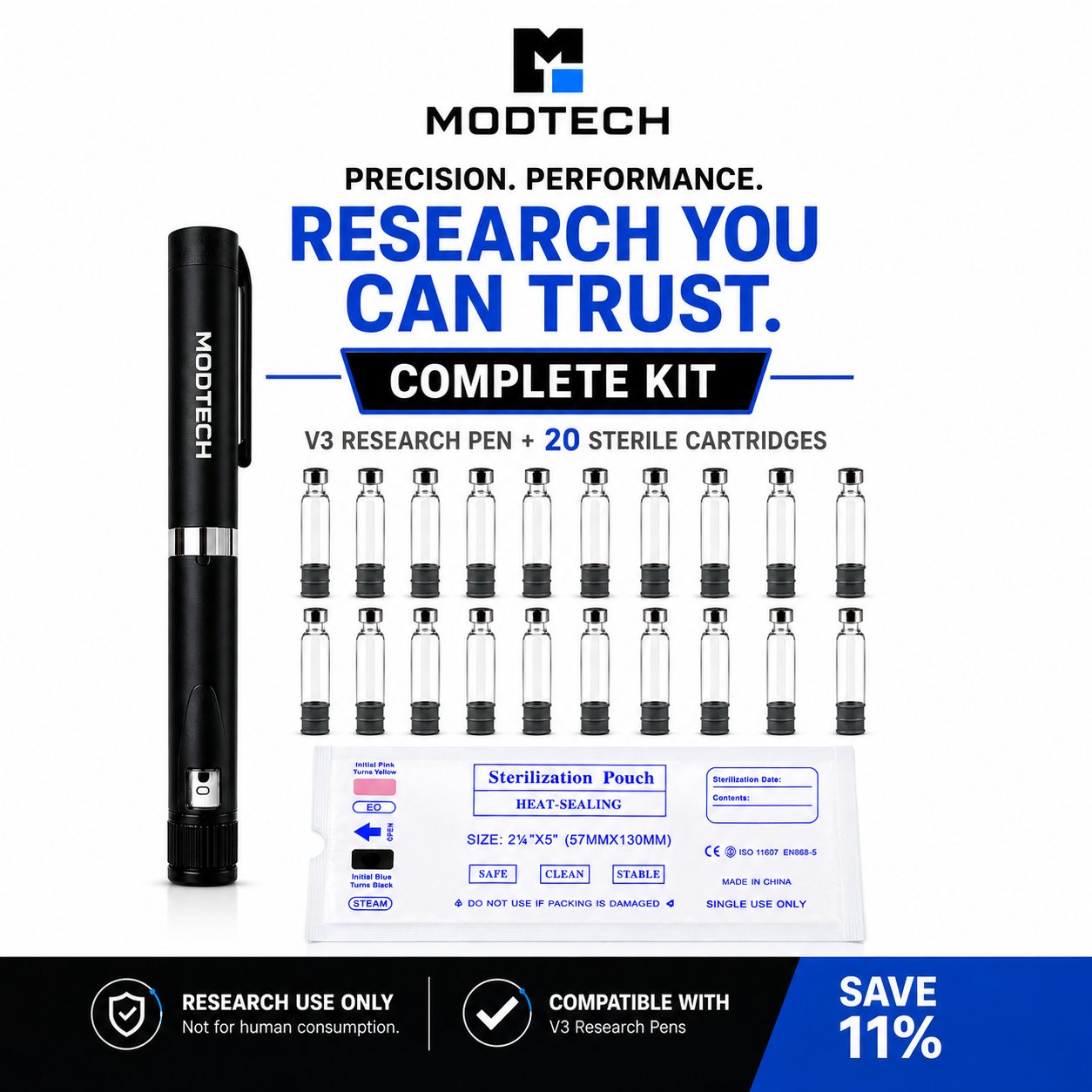 Modtech Facebook ad: A pen on its own arrives empty.