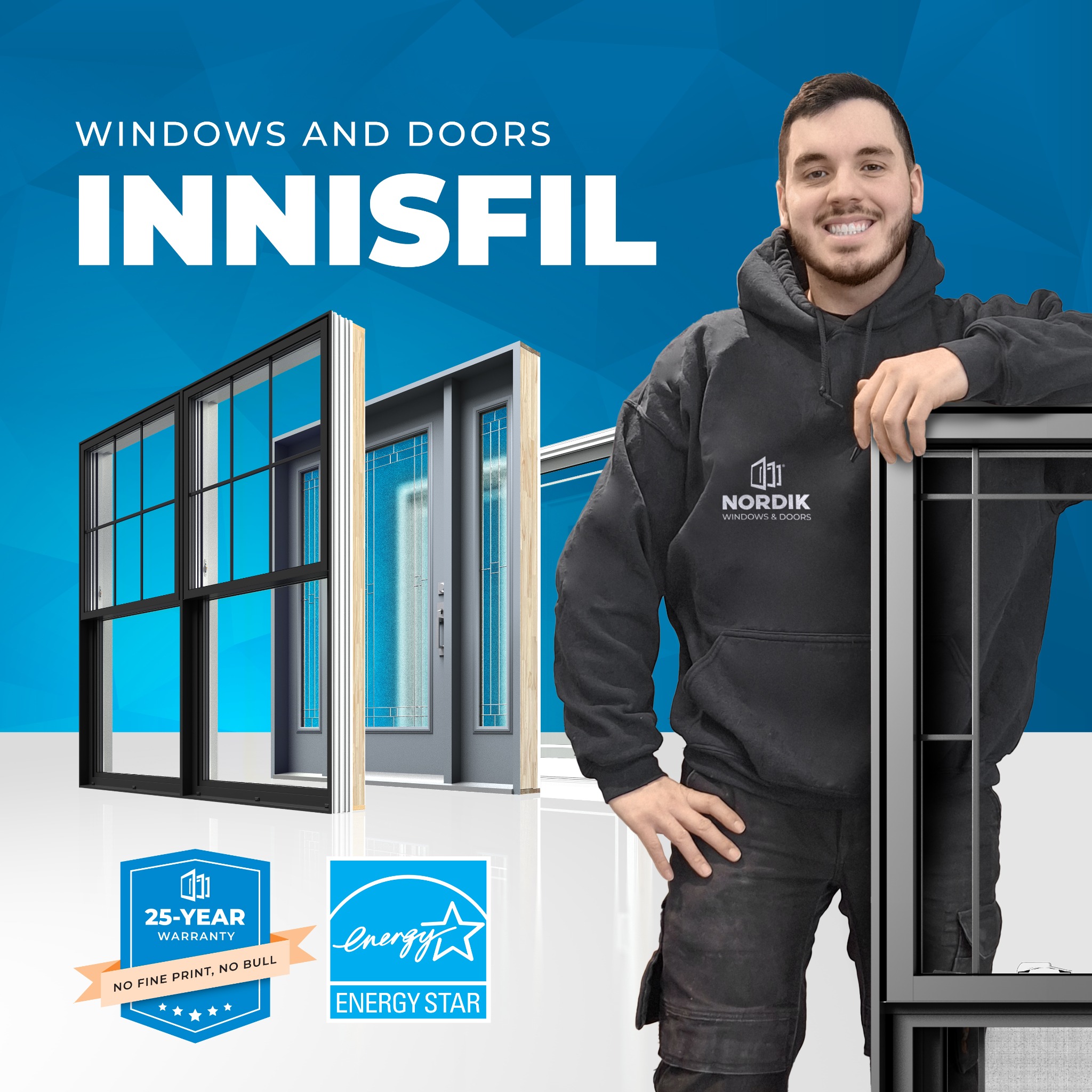 Nordik Windows and Doors Facebook ad from Nov 3, 2025