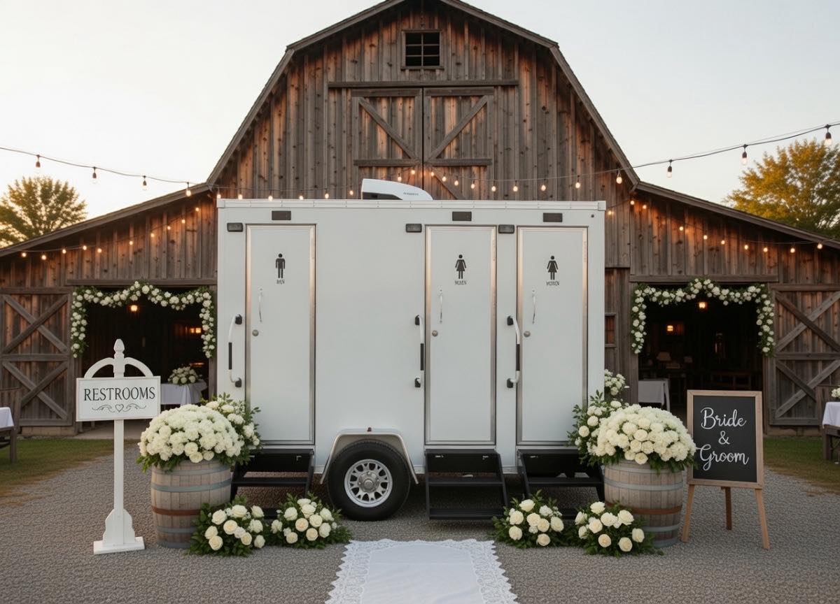 CleanScene Restroom Rentals Facebook ad: Tie the knot without tying up the line-our…
