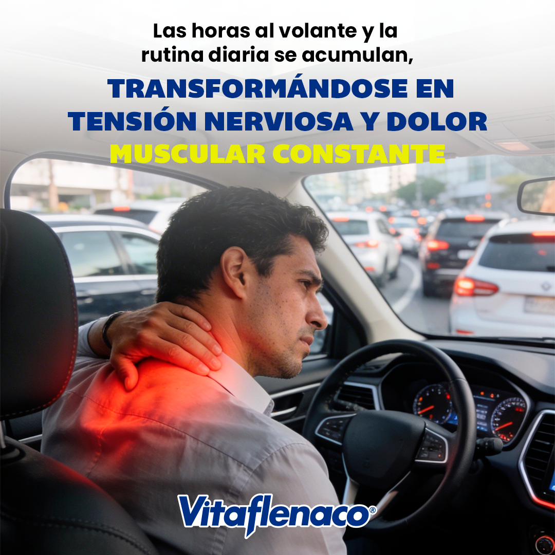 Vitaflenaco Facebook ad: Las horas en el tráfico y el estrés…