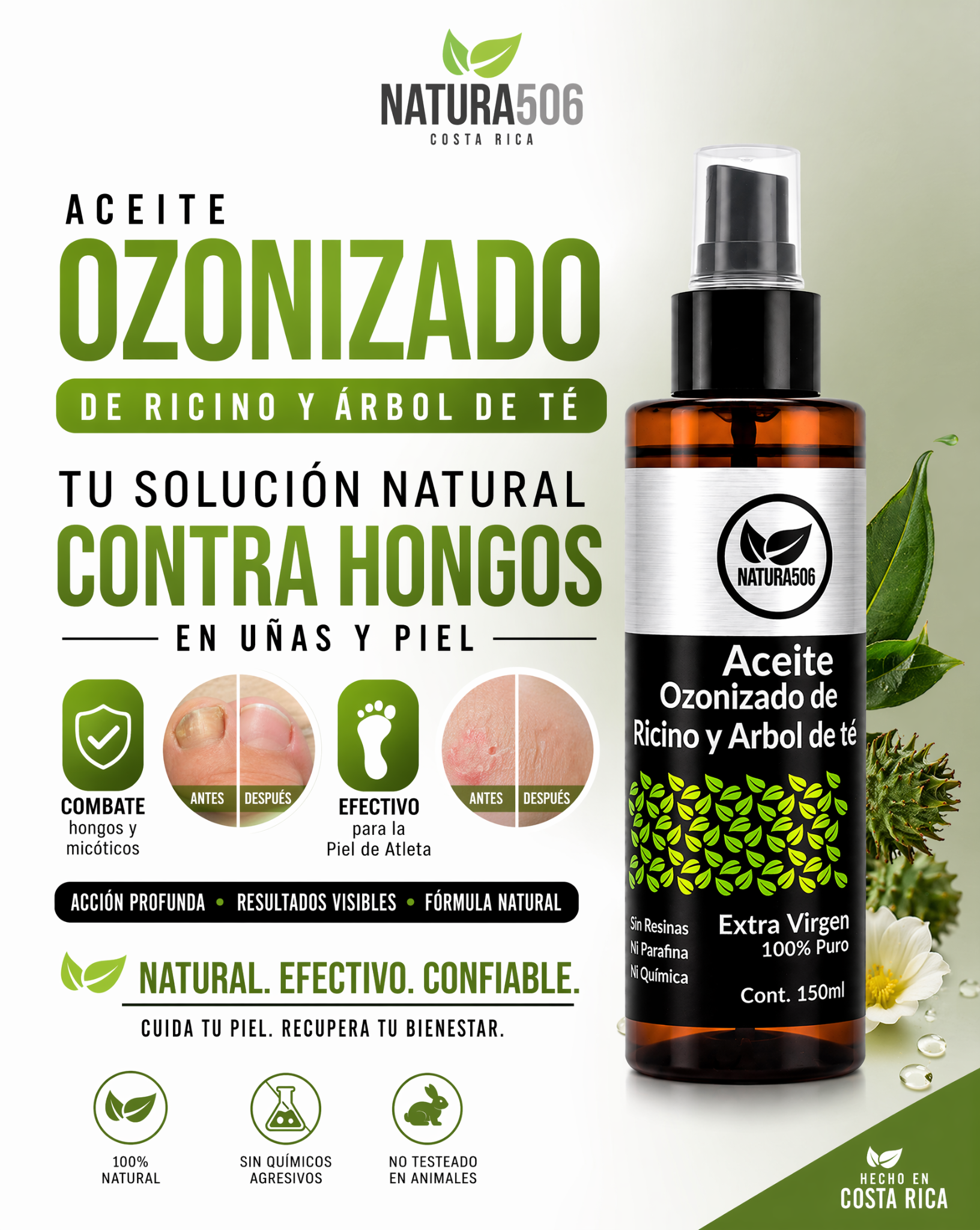 Natura506 Facebook ad: Nuestro Aceite Ozonizado de Ricino + Árbol de Té Ayuda de…