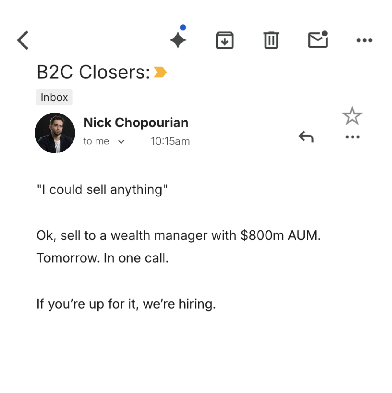 Nick Chopourian Facebook ad