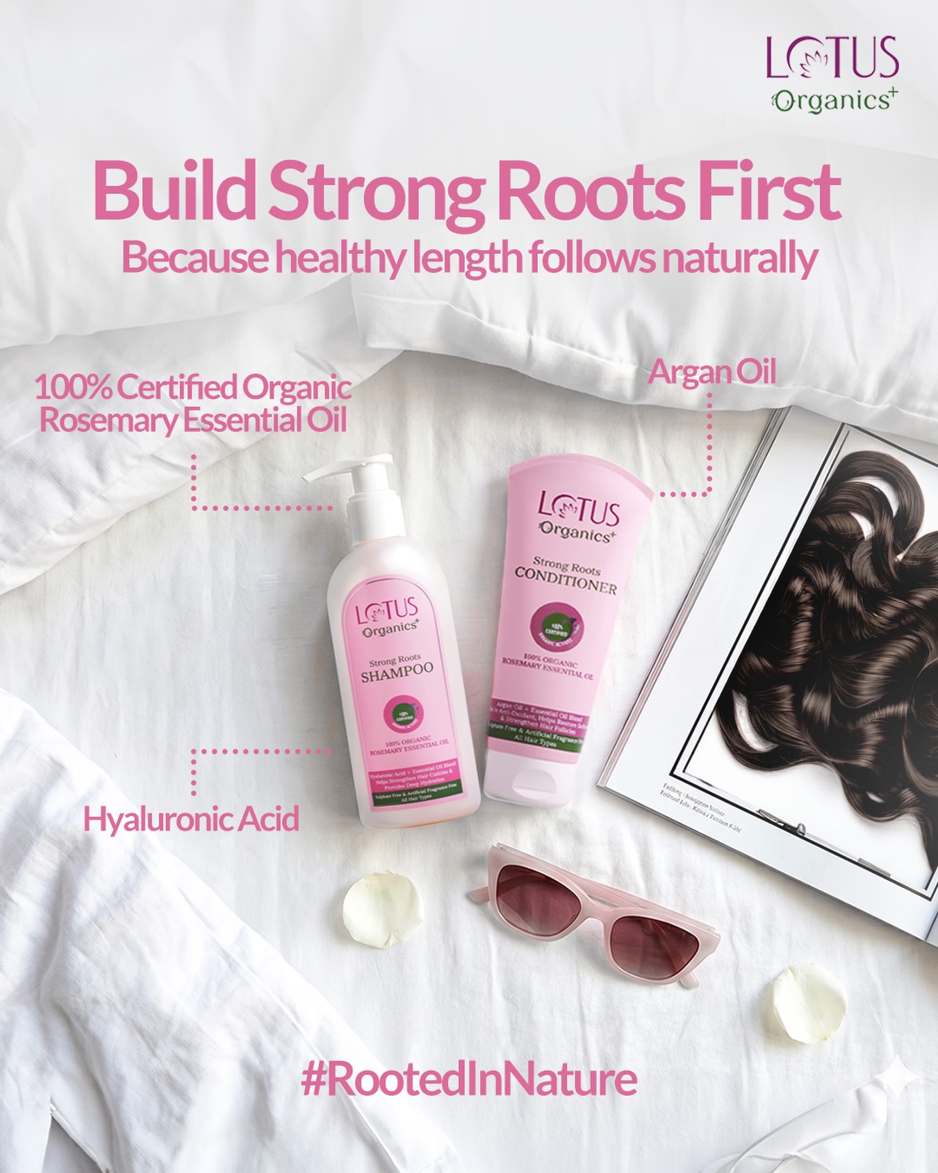 Lotus Organics + Facebook ad: Lotus Organics+ Strong Roots Conditioner