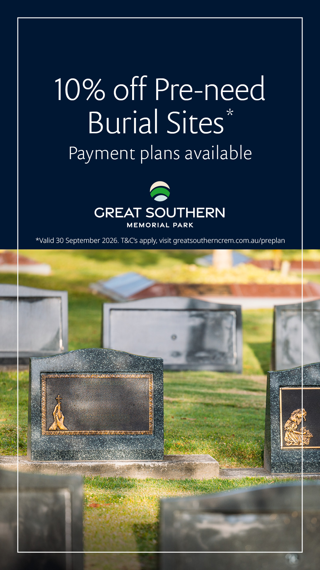 Great Southern Memorial Park Facebook ad from Jul 27, 2026