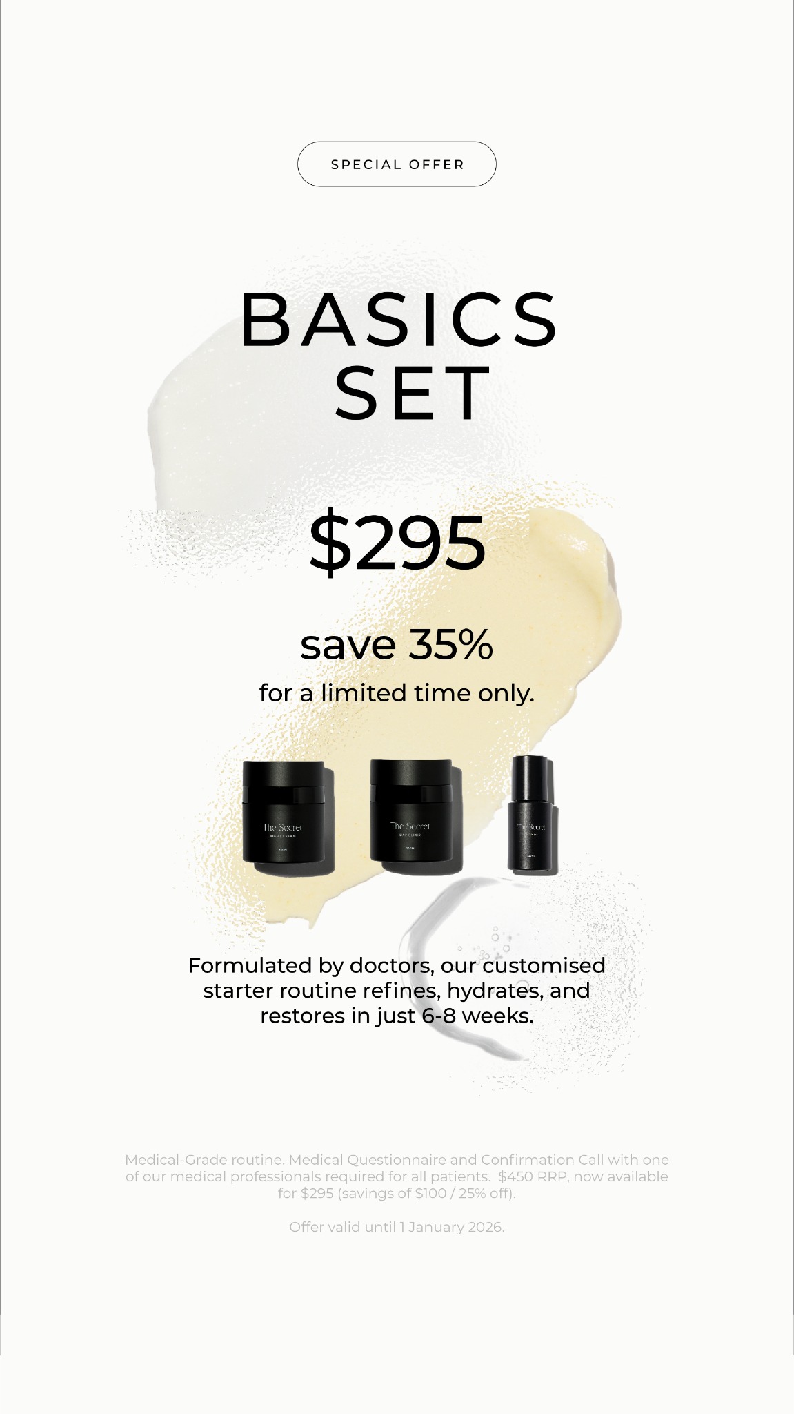 The Secret Skincare Facebook ad from Jan 6, 2026