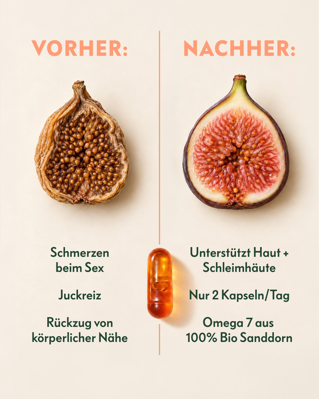 Ogænics Beauty Supplements Facebook ad: Natürlich. Wirksam. Ogaenics.