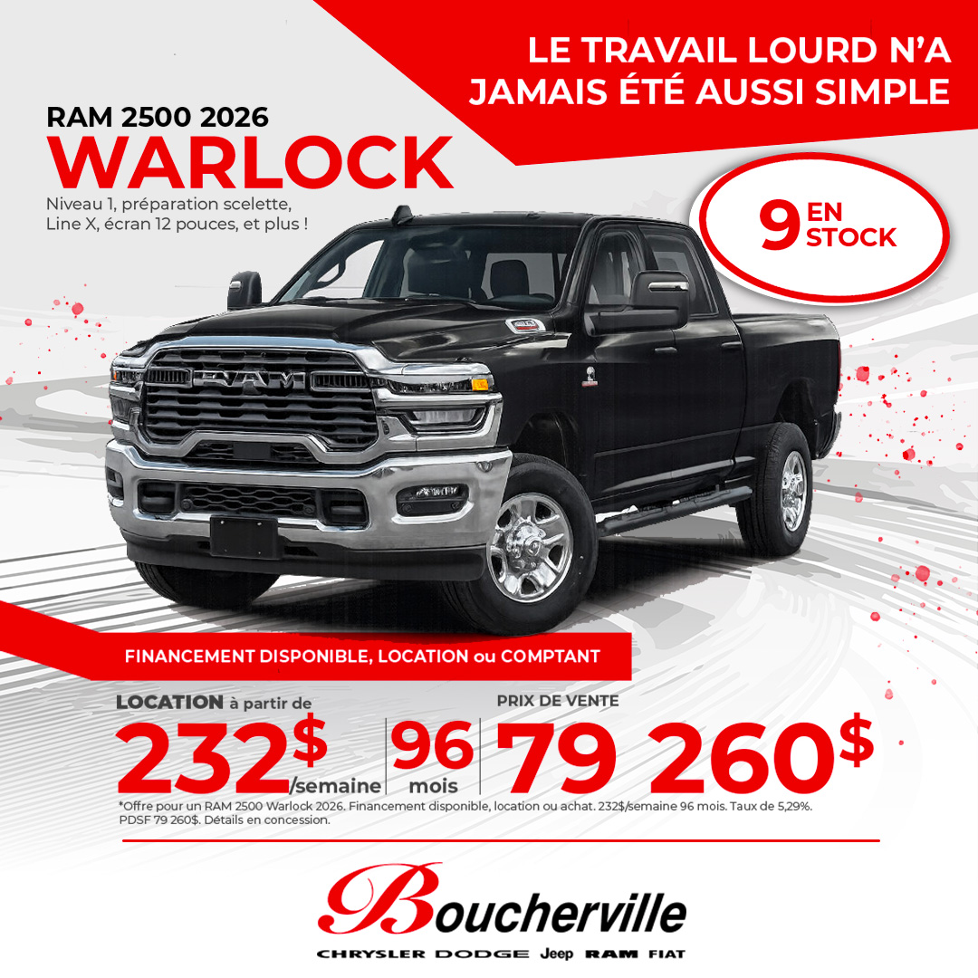 Boucherville Chrysler Dodge Jeep Ram Fiat Facebook ad: RAM 2500 Warlock 2026