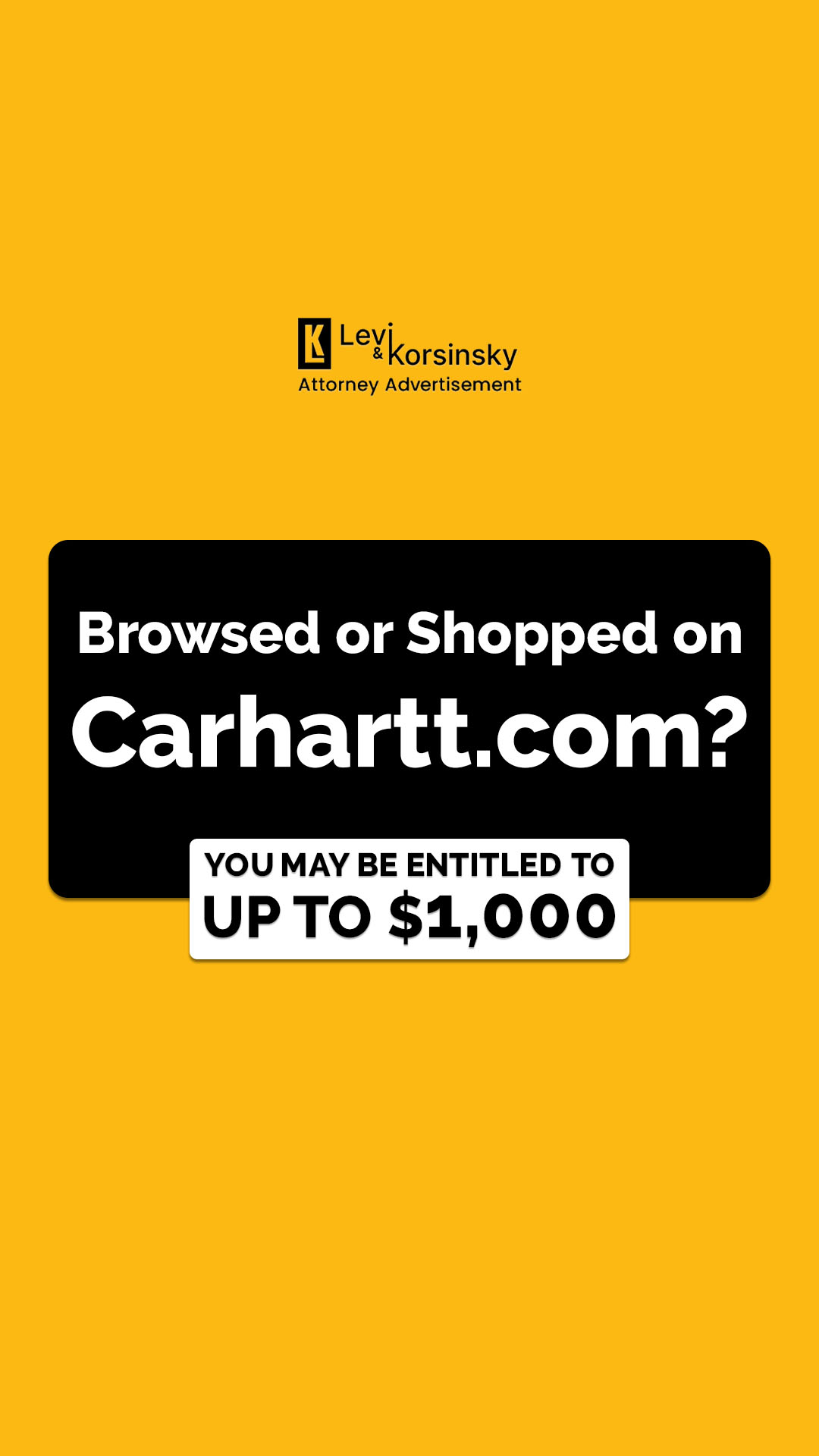 Levi & Korsinsky, LLP Facebook ad