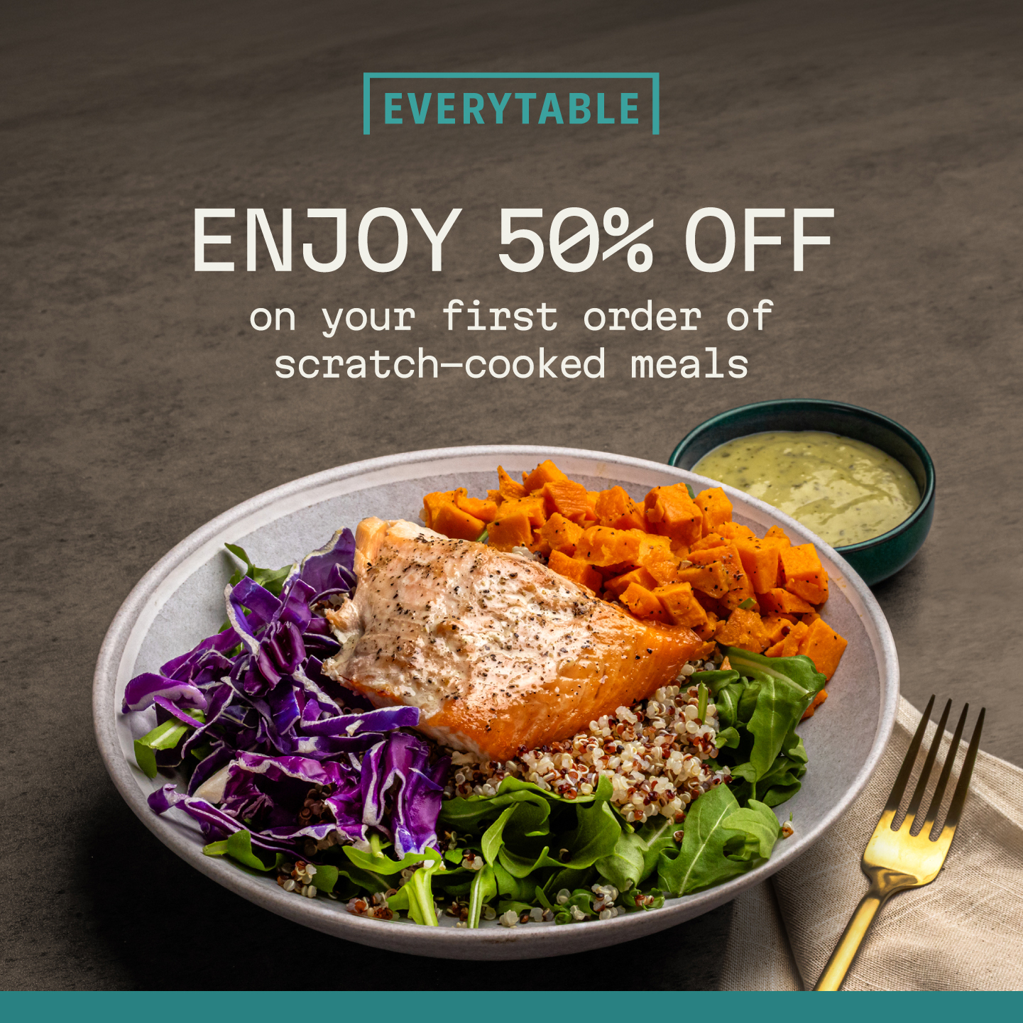 Everytable Facebook ad: 50% Off Your First Order
