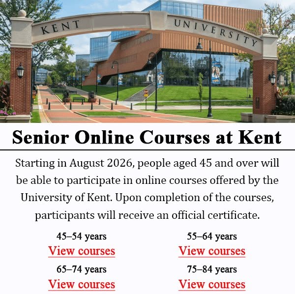 Guide Base Facebook ad: Senior Online Courses at Kent